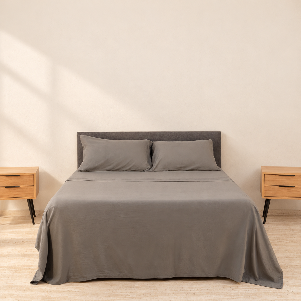 Sábanas Linen: fotografía con fondo cálido y luz suave