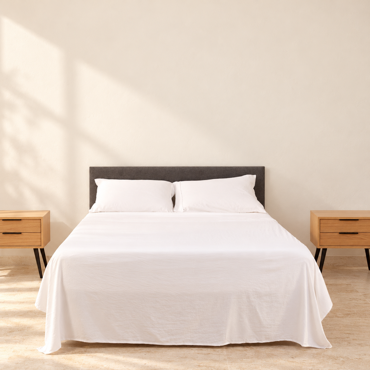 Sábanas Linen: fotografía con fondo cálido y luz suave
